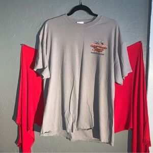 Brookville graphic tee. Possibly size L. Discoloration on the graphic.